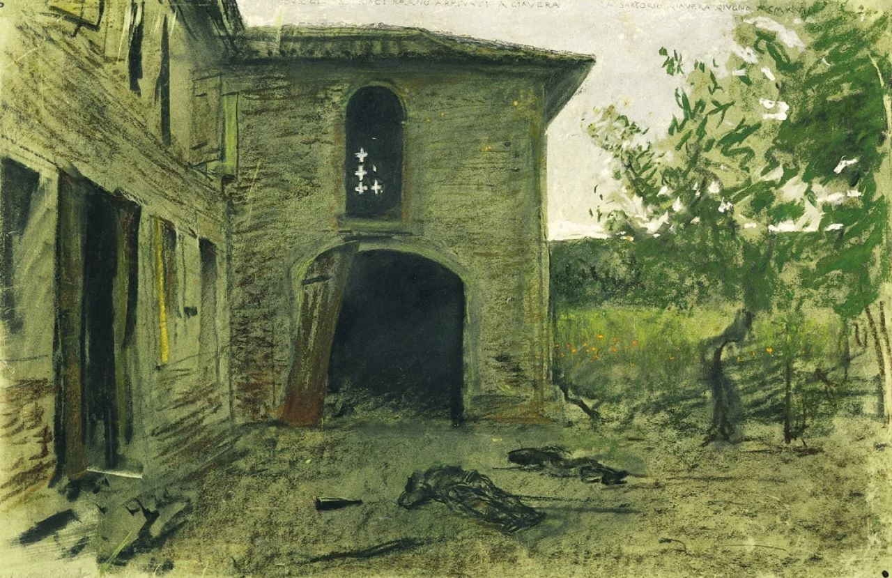 Dove gli austriaci erano arrivati a Giavera - Fondo G.A. Sartorio, Palazzo della Farnesina, Roma